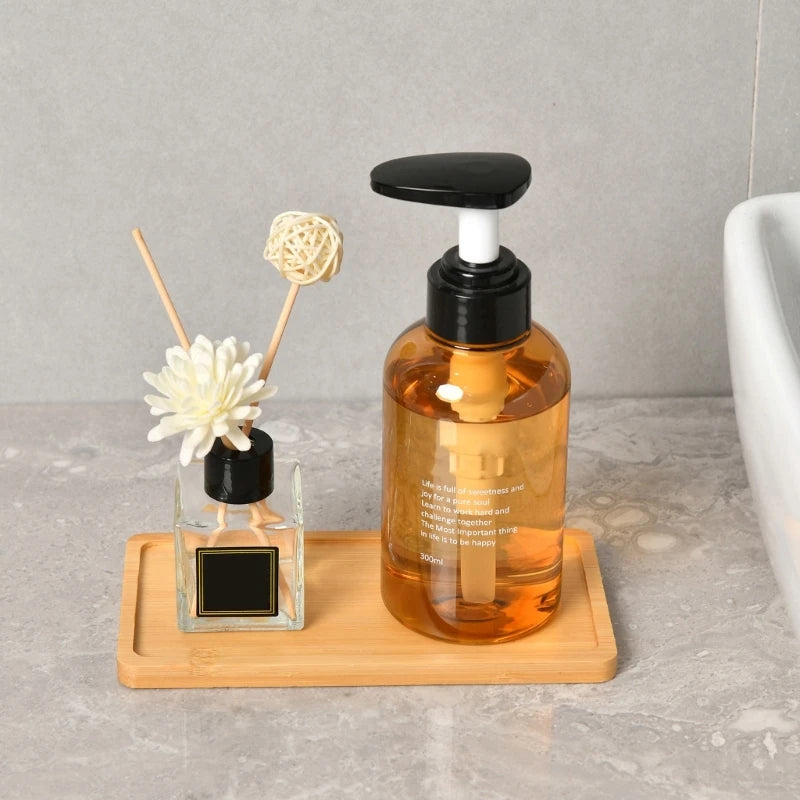 assiettes bambou naturel moderne rustique grain bois plante artificielle fleur gobelet savon liquide