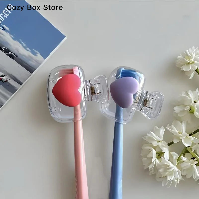 stylos kawaii pinces cheveux forme coeur accessoires girly mignon transparentes rose violet bleu blanc
