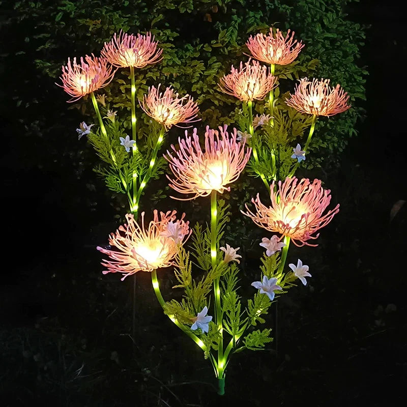 éclairage extérieur solaire fleurs artificielles lumineuses moderne vert rose blanc patio jardin