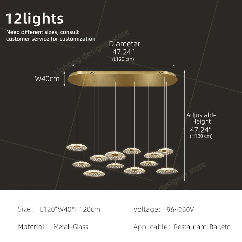 suspension lumineuse contemporaine transparente dorée ajourée salon restaurant led 4000k 3000k 6000k