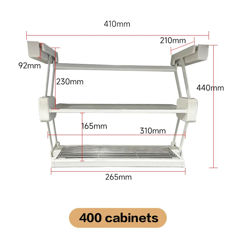 étagère pliable aluminium gris moderne clips rangement cuisine multiple utilisation 400mm 900mm blanc