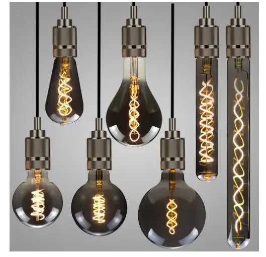 ampoules led décoratives vintage vis e27 spirale dorée noir 2700k 4w 8w 220v