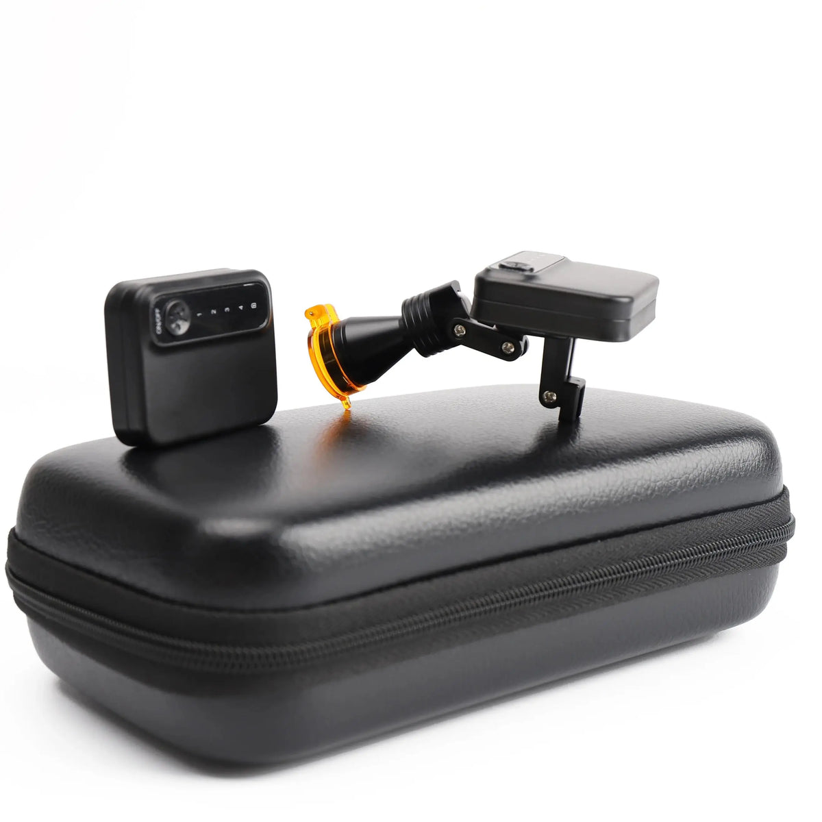 projecteur dentaire led portable chargeur batteries mallette rangement noir orange