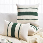 taies d'oreiller polyester vert clair rustique rayures horizontales non toxique respectueux environnement maison hospitalière