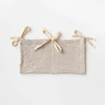 sac rangement lit bébé coton beige bleu rose simple rubans sécurité