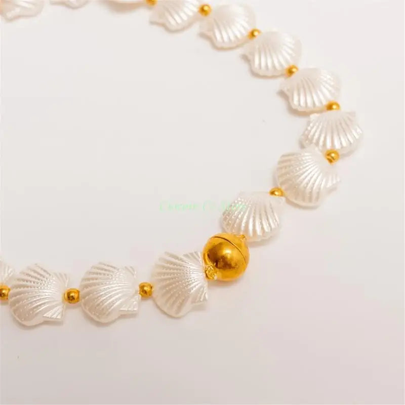 bracelet magnétique coquillage blanc doré élégant chic bohème fixations aimants robustes decoration interieur
