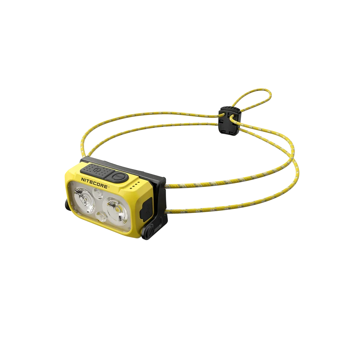 lampe frontale ultra légère led noir blanc jaune cordon ajustable trail running camping