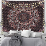 tapisserie murale mandala bohème bleu orange noir éléphant géométrique polyester rectangle