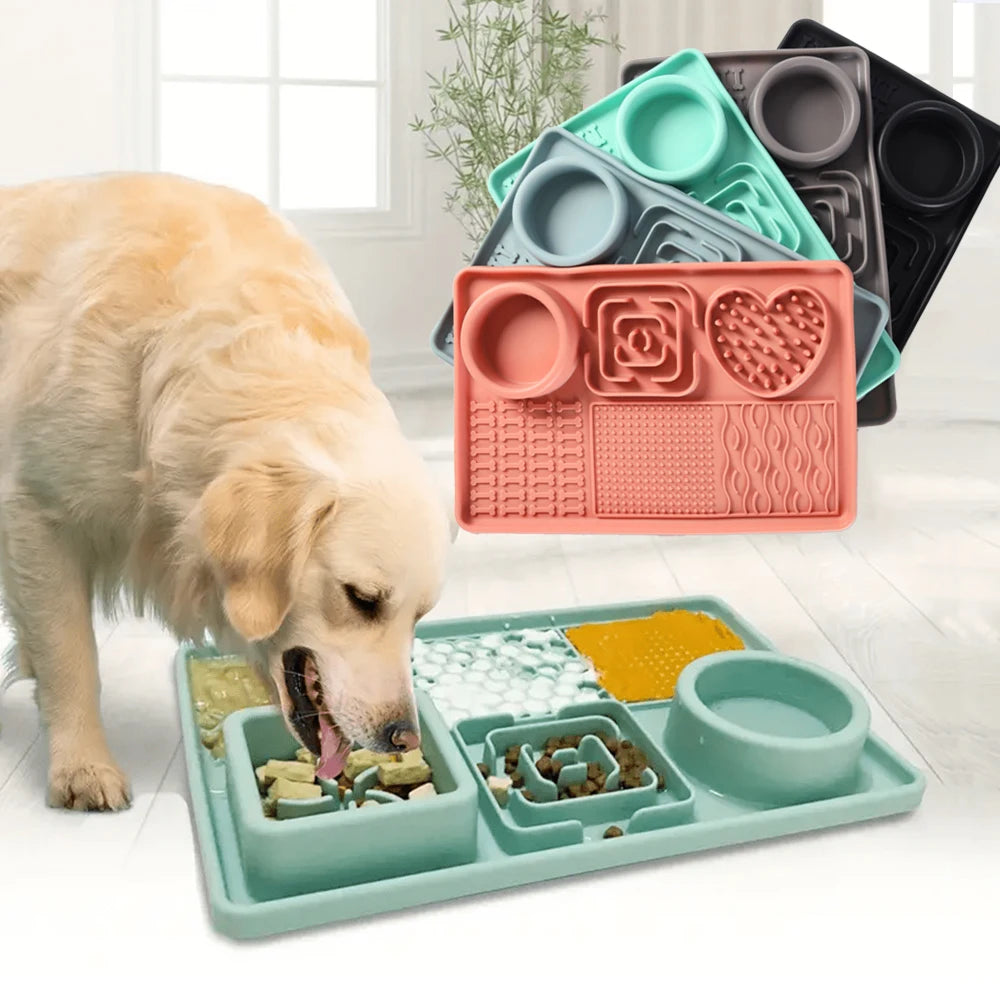 assiette chien moderne assortiment motifs vert pastel gris rose imperméable silicone