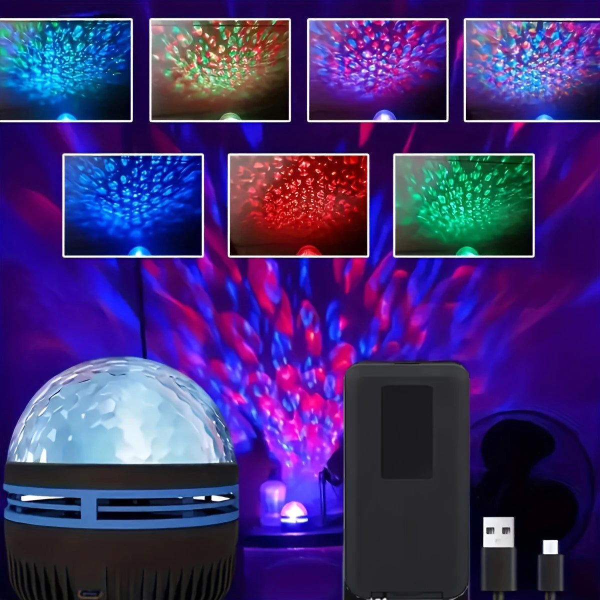 projecteur led nuages étoiles moderne noir bleu violet rose vert blanc télécommande chambre nuit
