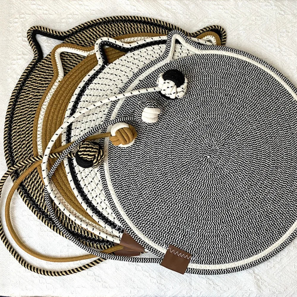 tapis chats tissé motif spirale moderne couleur noir blanc beige vert violet marronclair jouet