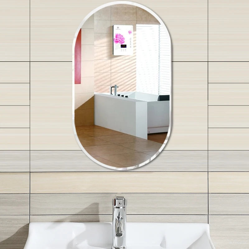miroir ovale moderne sans cadre 40x60cm portable salle bain blanc argenté