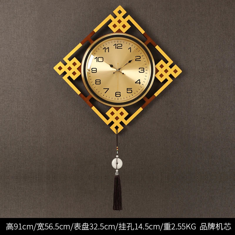 horloge murale or noir motif géométrique tissu classique tassel moderne
