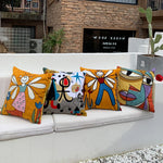 taies d'oreiller multicolores brodées motif abstrait moderne coussin décoratif carré linge coton 45x45cm