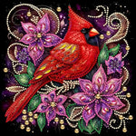 tableau diamants oiseaux fleurs multicolore moderne décoration murale adhésif création artisanale 30x30cm