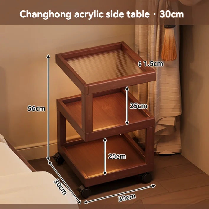 table d'appoint moderne table nuit roulettes tiroirs meuble chambre coucher