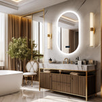 miroir lumineux moderne bluetooth éclairé anti buée date heure marbré blanc beige