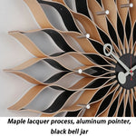 horloge murale moderne motif floral aiguilles métal couleur bois salon chambre
