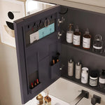 armoire salle bain murale miroir led rangement porte coulissante moderne blanc gris