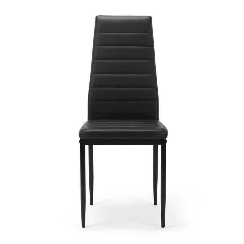 chaises manger cuir synthétique table verre moderne noir gris minimaliste