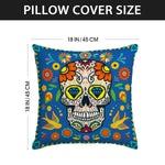 lot taies d'oreiller carrées crâne mexicain fleurs pop art violet bleu rose