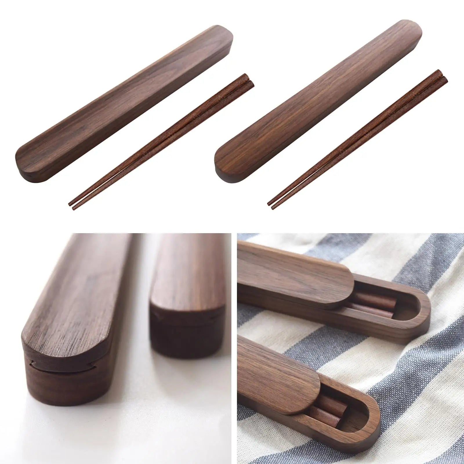 Baguettes en noyer noir avec boîte coulissante