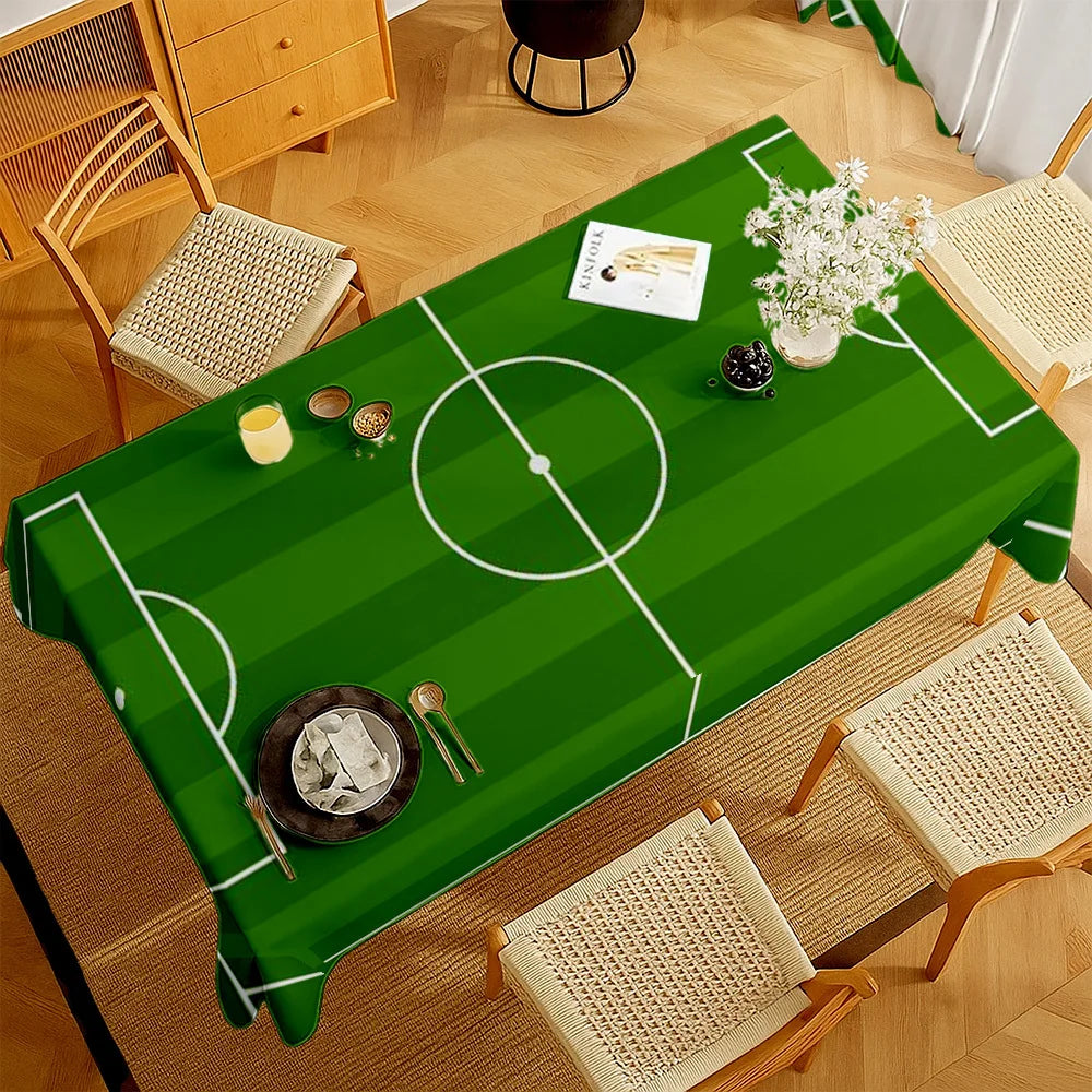 nappe table rectangulaire rayée vert foncé moderne terrain football clips grande dimension cuisine maison