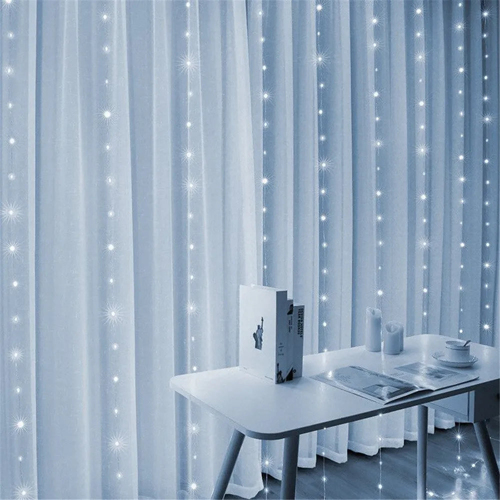 rideau lumineux led décoration intérieur guirlande noël mariage intérieur blanc chaud télécommande usb