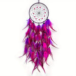 attrape rêves traditionnel plumes bleu vert orange violet décoration murale