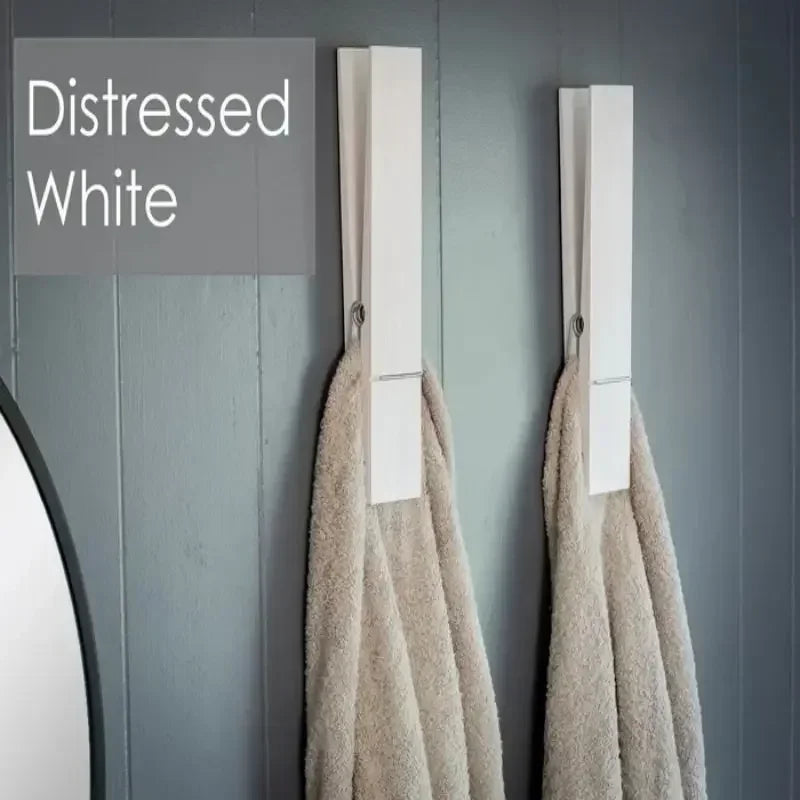 pinces linge bois naturel marron foncé rustique modernes salle bain adhésif grandes petits