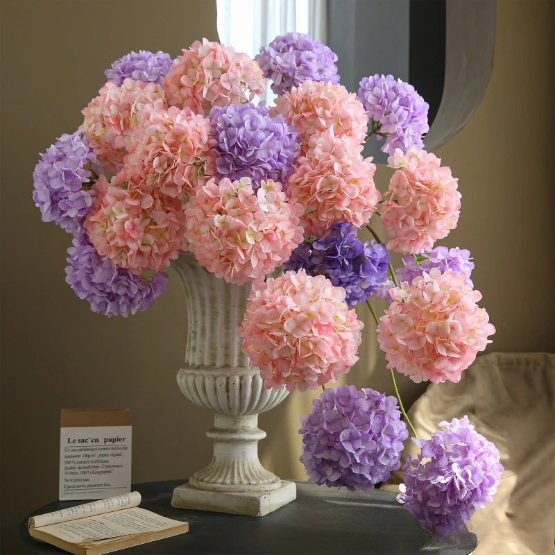 décoration intérieure bouquet artificiel hortensia soie vert blanc violet modernes 70cm 20cm