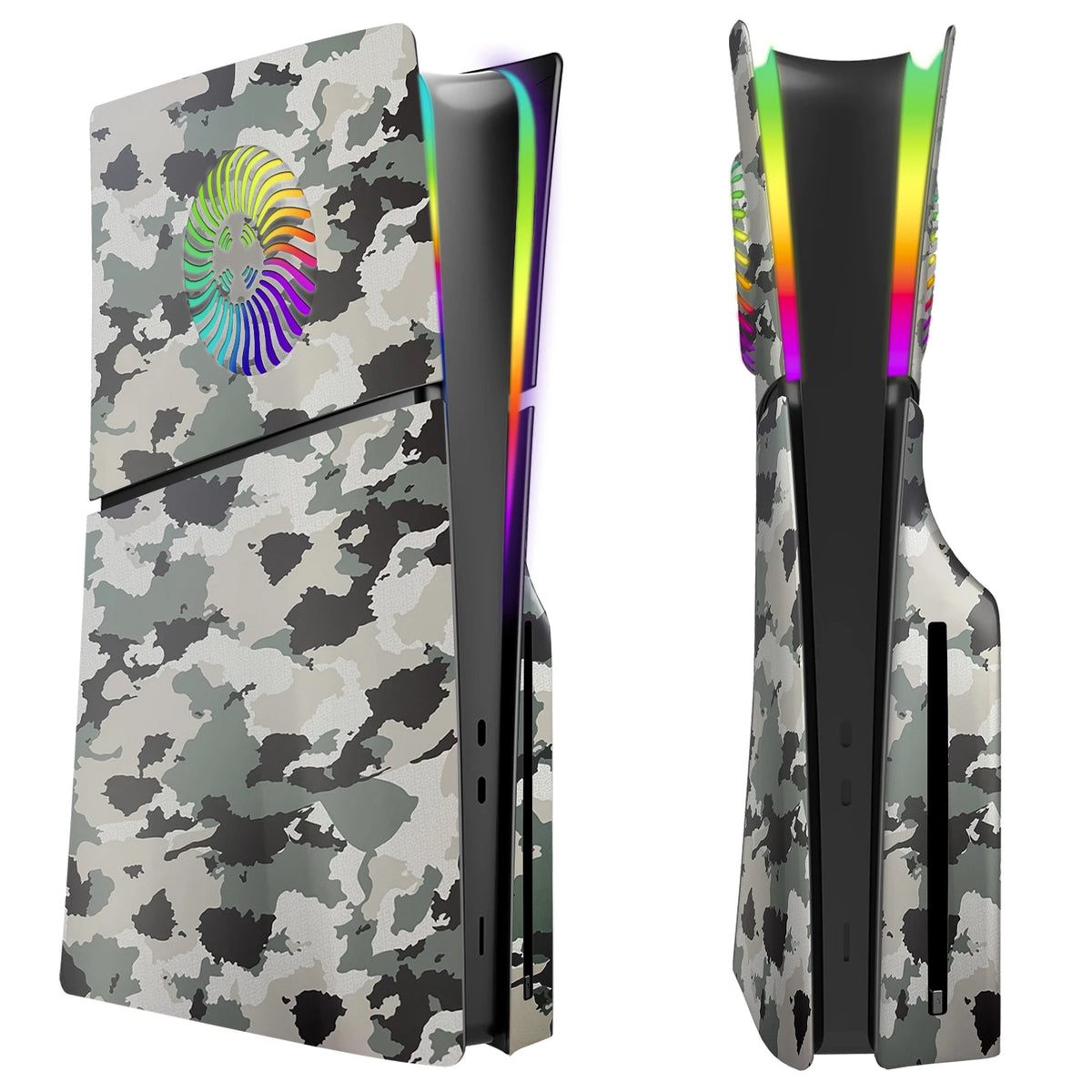 console jeu moderne anneaux led ruban rvb camouflage noir rouge