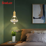 suspension lumineuse moderne cristal or transparent chambre salon led minimaliste