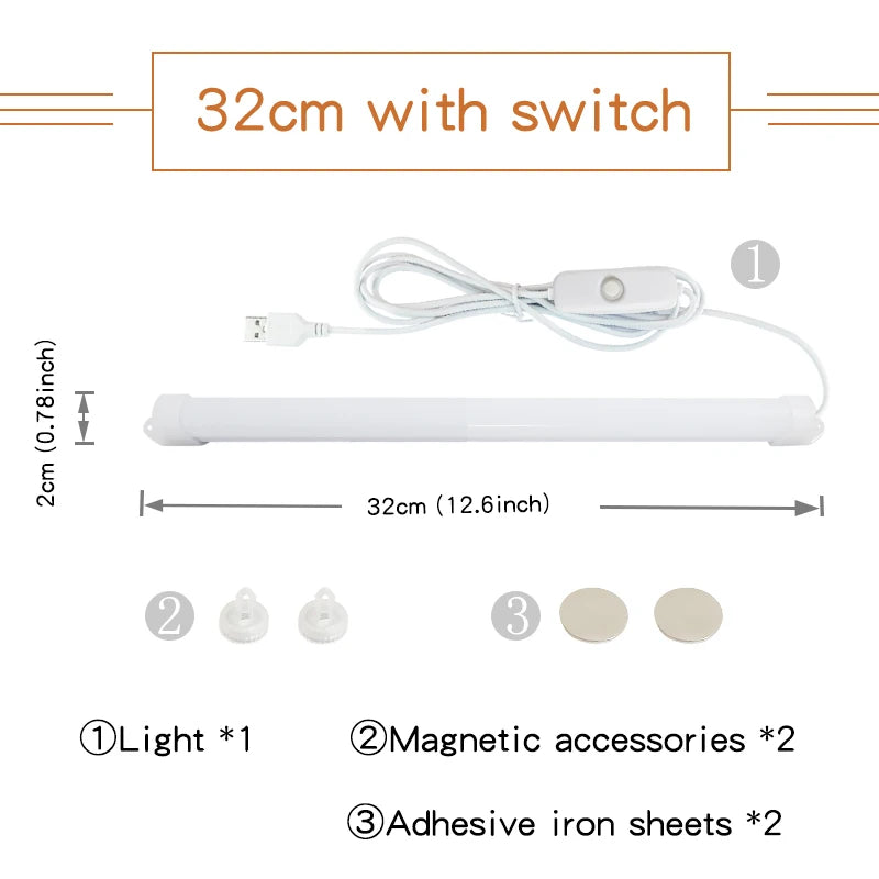 lampe led aimantée usb moderne blanc mat 32cm 5v warm white light