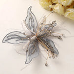 accessoire cheveux fleurs artificielles strass blanc doré élégant décoratif translucent