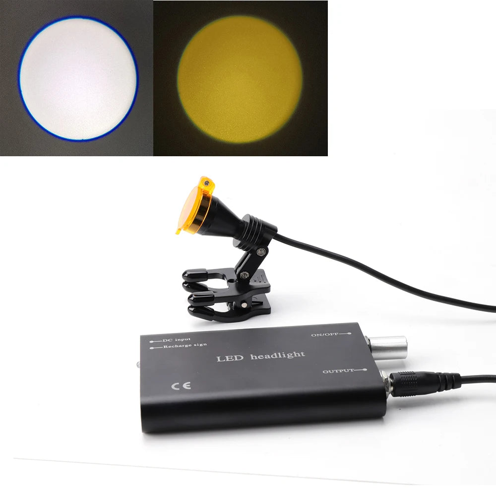 lampe frontale led dentaire chirurgicale filtre jaune pince loupes dentaires