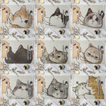serviette table illustration chat mignon couleur beige gris rose toile lin respectueuse environnement