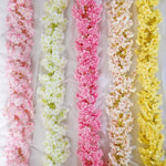 guirlande fleurs artificielles rose clair 1m8 décoration romantique intérieur 135 fleurs rangée