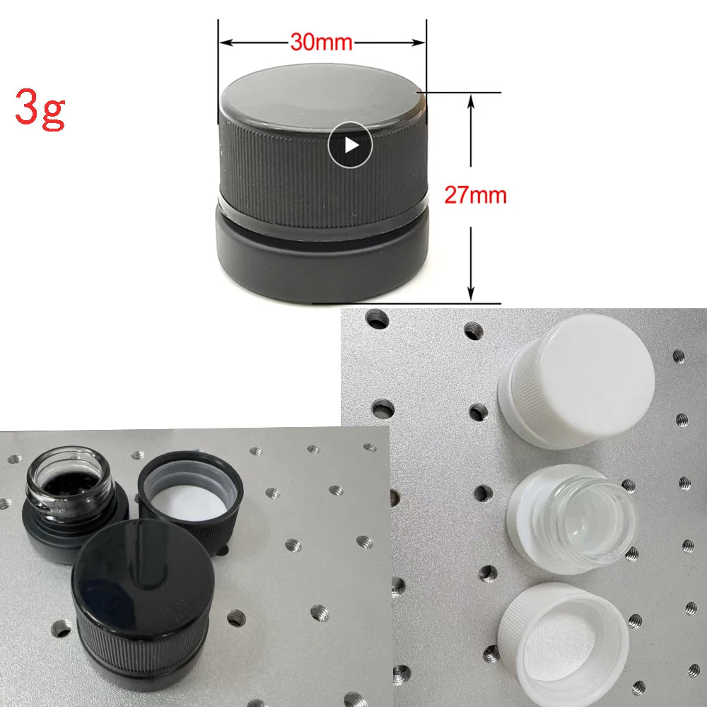 pots cosmétiques verre transparent couvercle noir blanc ensemble maquillage soins visage 9ml 3g minimaliste