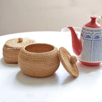 paniers rangement osier tissé naturel couvercle réutilisable respectueux environnement traditionnel artisanal