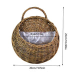 panier osier tressé marron clair traditionnel suspendu maison décoration fleurs pots jardin