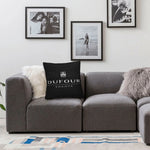 coussin décoratif noir blanc logo DUFOUR YACHTS moderne nautique 45x45cm polyester jacquard