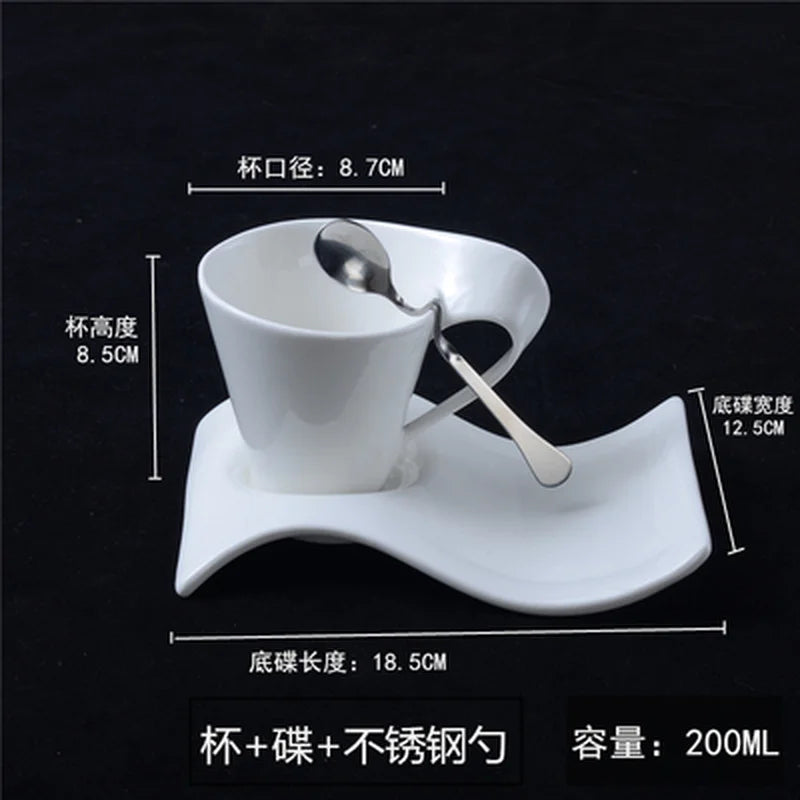tasse blanc porcelaine moderne respectueux environnement 130ml 200ml 300ml 90ml cuillère dorée gâteau