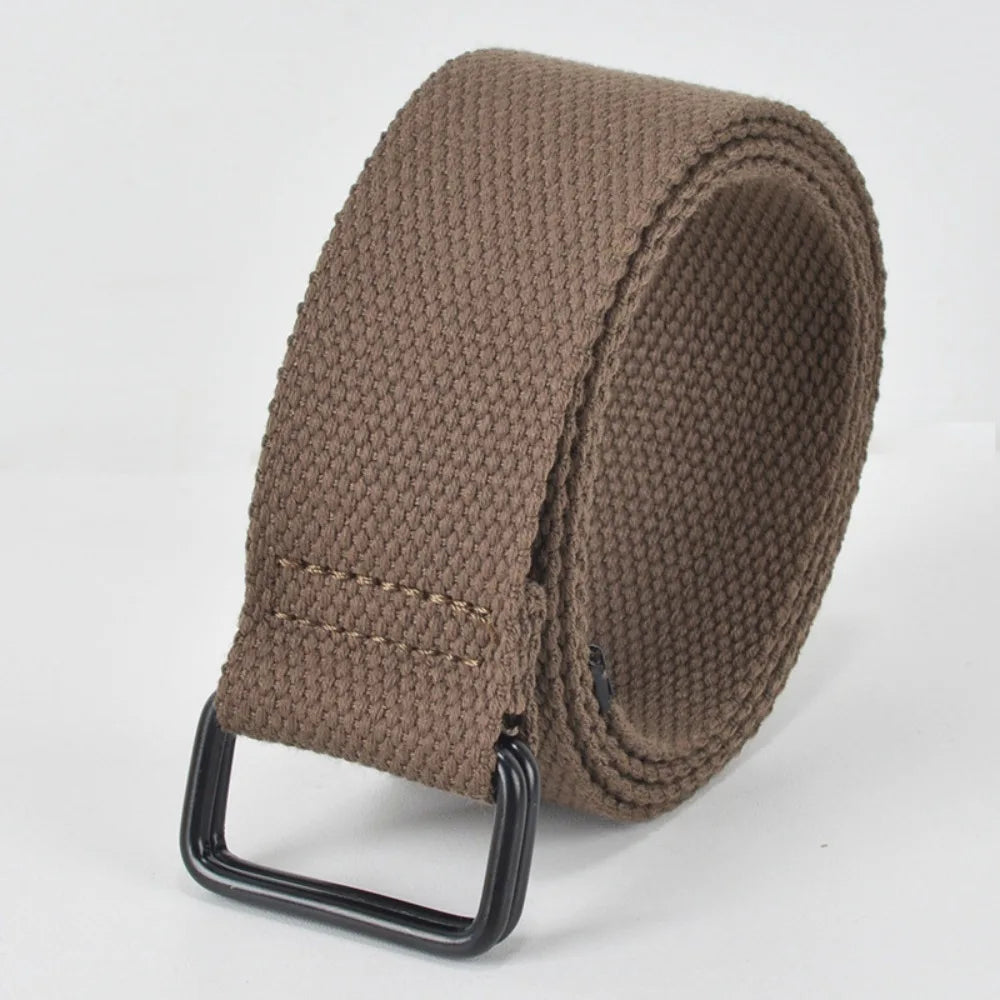 ceinture tissu épais couleur marron noir simple moderne boucle noire adultes unisexe orage vert
