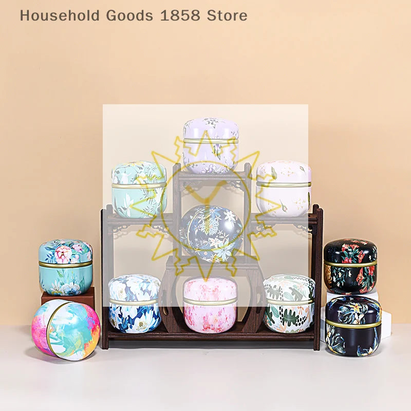 boîte thé verre vintage motif fleurs rangement cuisine alimentaire pot hermétique décoratif