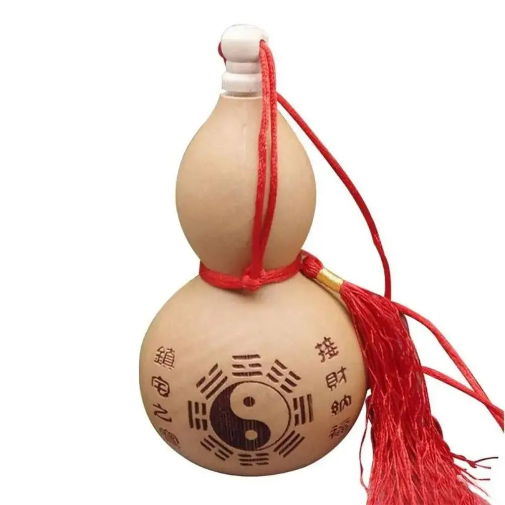 décoration traditionnelle calebasse yin yang chinois pompon rouge suspendue maison collection artisanat