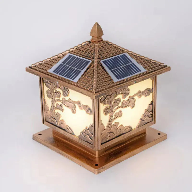 lampe solaire dorée ornement florale classique extérieure jardin télécommande ip65 résistante mưa nước