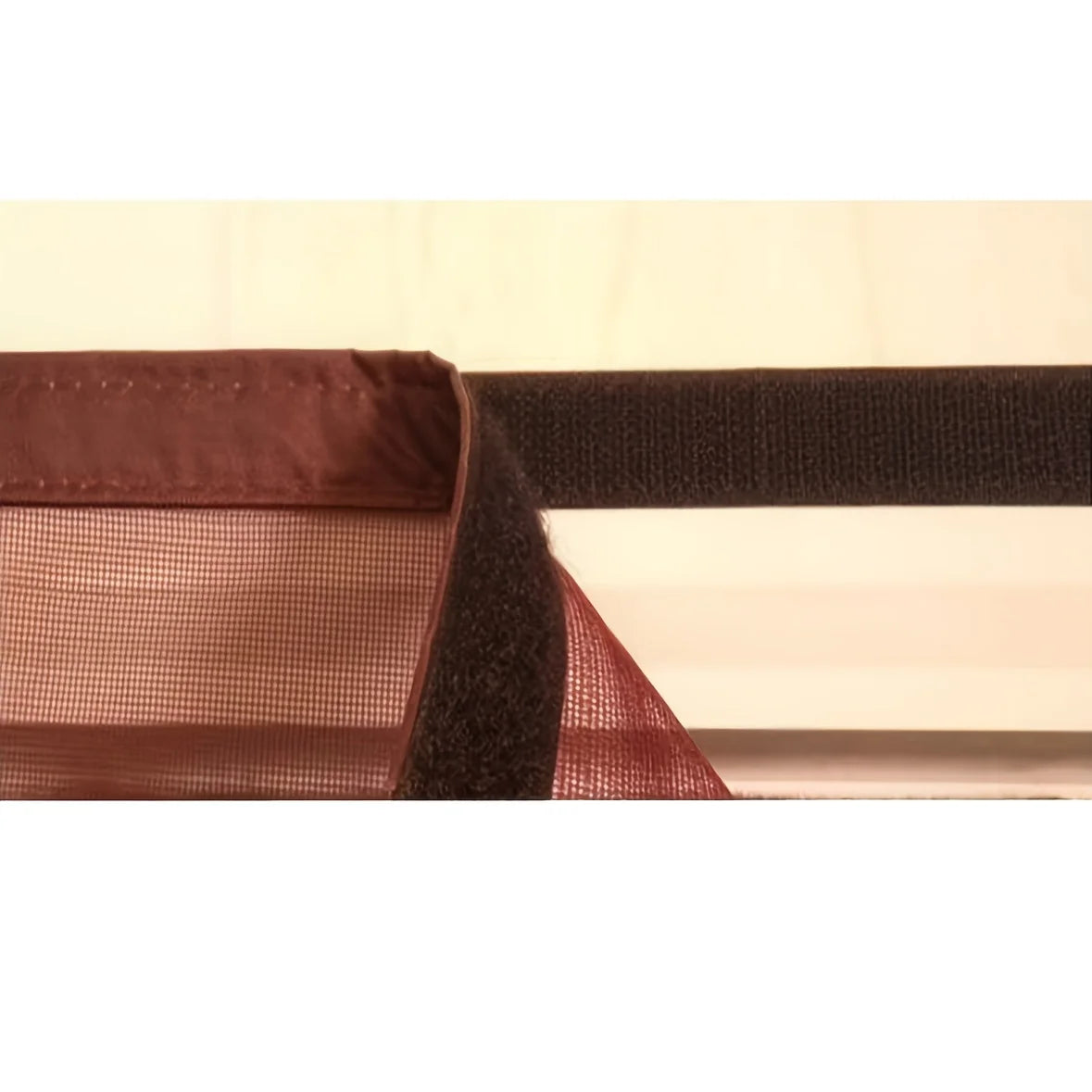 rideau porte marron clair beige rayures horizontales moderne adhésif opacité été maison ventilation anti