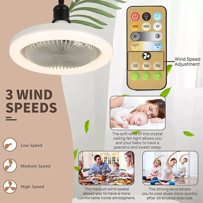 lampe ventilateur plafonnier moderne blanc grille télécommande led silencieux chambre salon