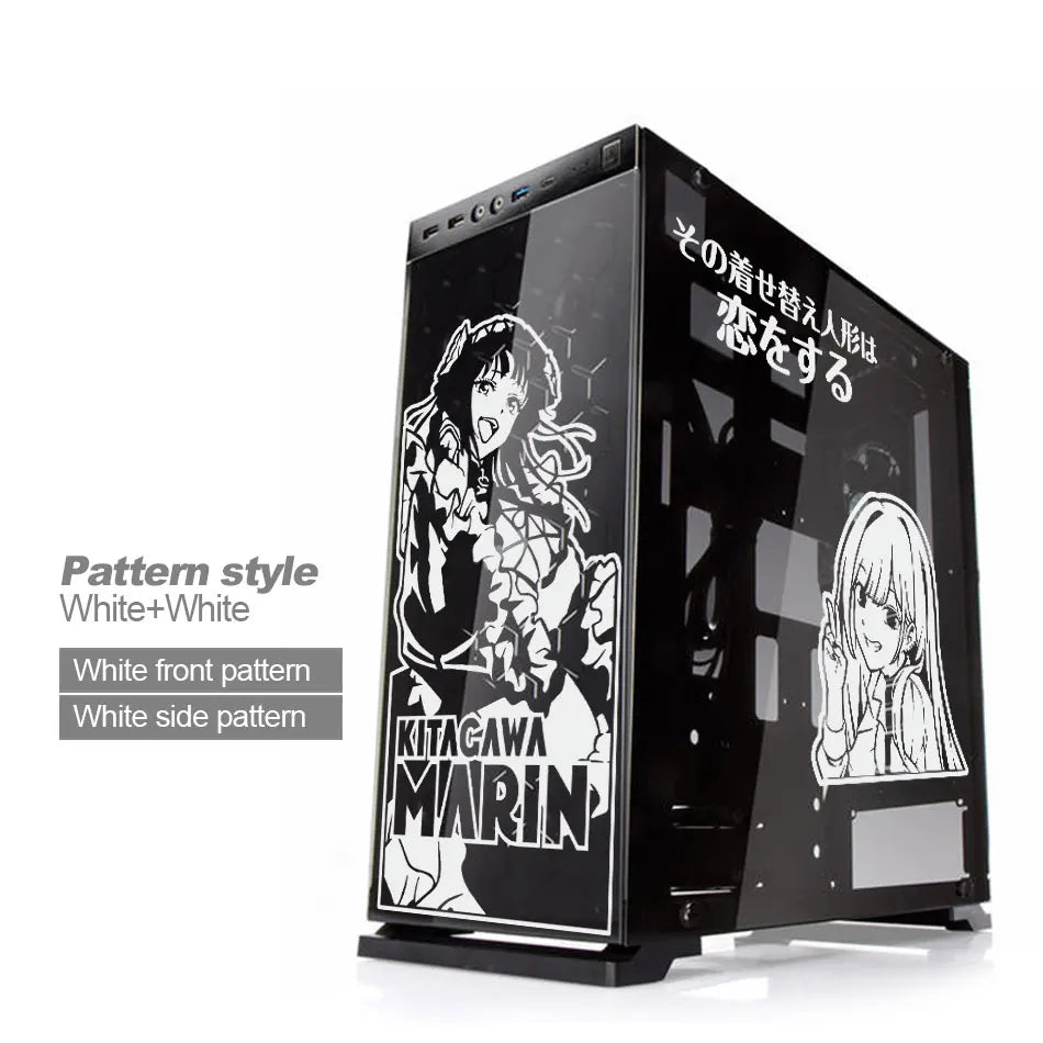 autocollants pvc noir blanc dessins anime texte japonais vis boitier pc moderne